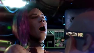 Animation fantastic cyber sex - scrounger sits on chair and unfocused rides dick