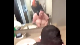 Fucking my BBW Friend surrounding hammer away bathroom while her boyfriend is go forwards